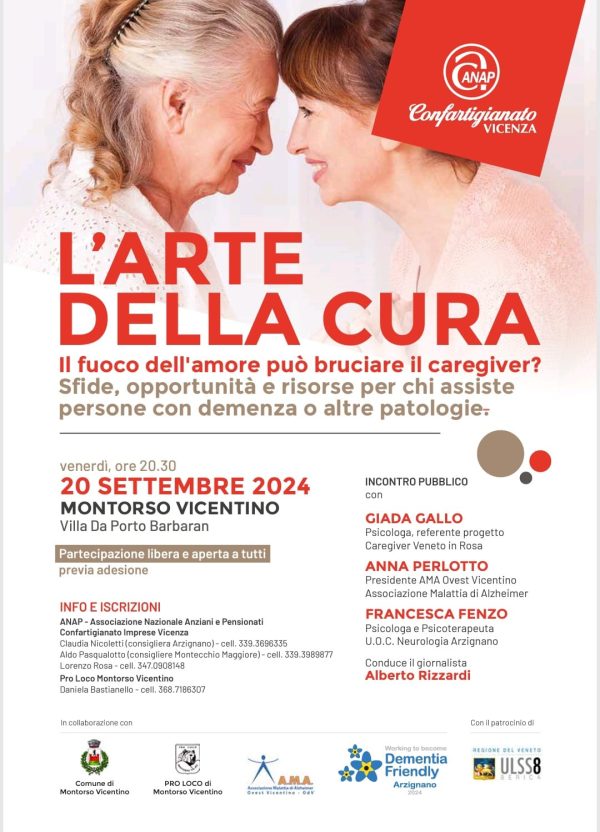 “L’arte della cura”, una serata per riflettere sul ruolo del caregiver di persone con demenza o altre patologie